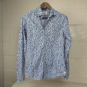Scotch & Soda White and Navy Patterned Dress Shirt